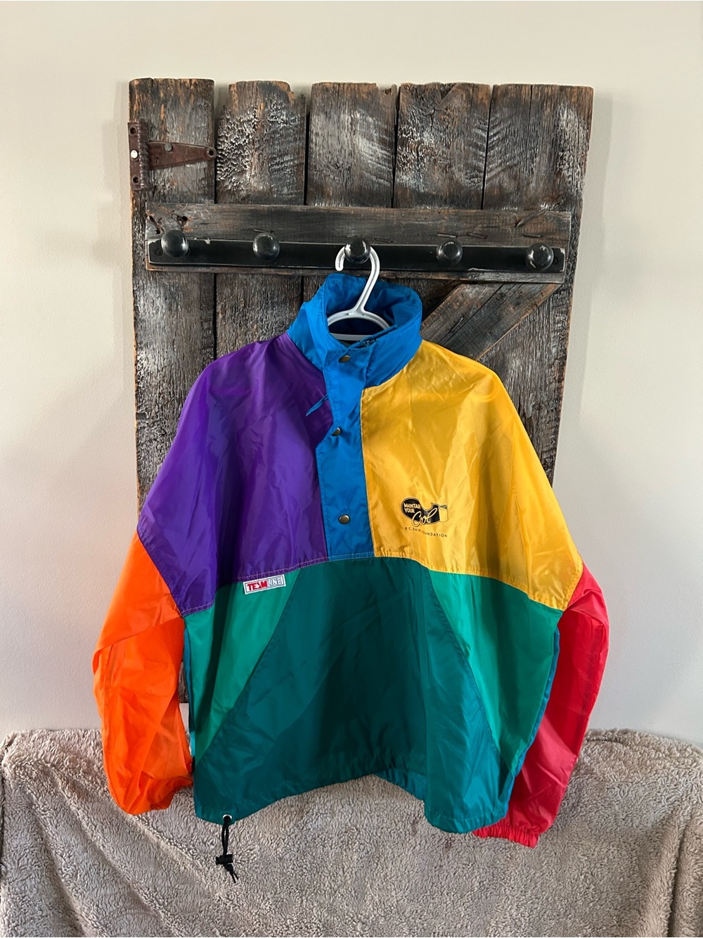 Men's Vintage BC Games Colorblock Windbreaker Jacket - Bright Multi